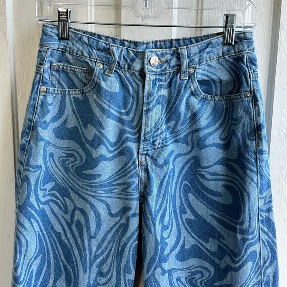 H&M Divided 90s Baggy High Rise Jeans Y2K Swirl - Picture 3 of 9